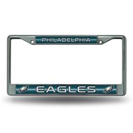 Philadelphia Eagles Classic 12" x 6" Silver Bling Chrome Car/Truck/SUV Auto Accessory    