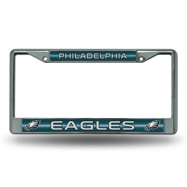 Philadelphia Eagles Classic 12" x 6" Silver Bling Chrome Car/Truck/SUV Auto Accessory    