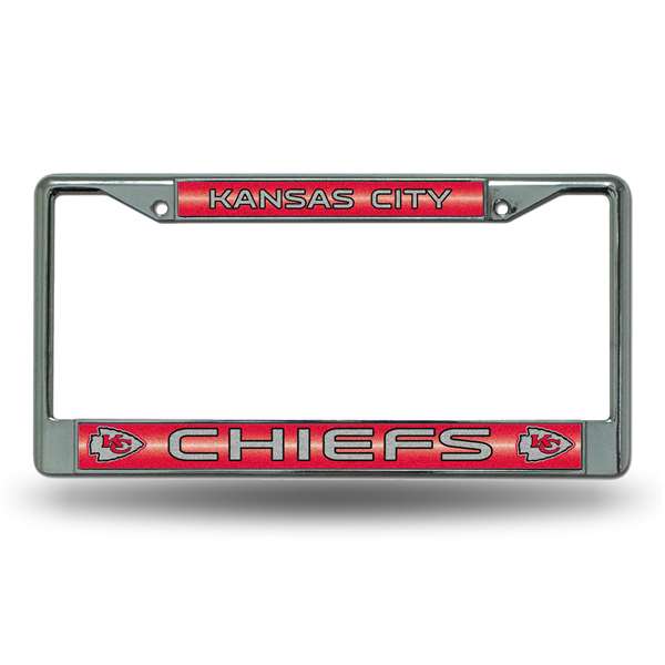 Kansas City Chiefs Classic 12" x 6" Silver Bling Chrome Car/Truck/SUV Auto Accessory    