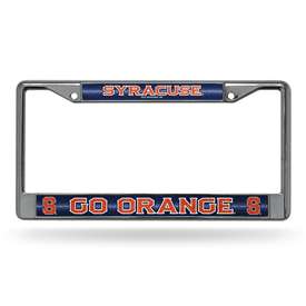 Syracuse Orange Classic 12" x 6" Silver Bling Chrome Car/Truck/SUV Auto Accessory    