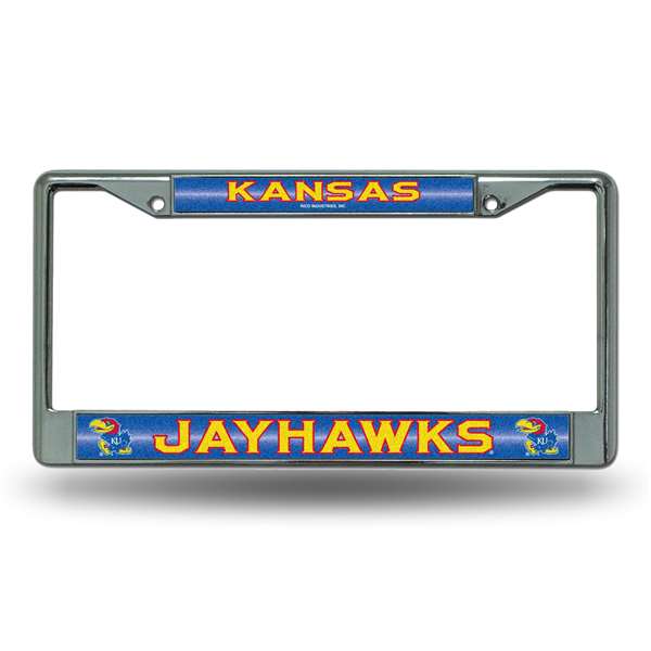 Kansas Jayhawks Classic 12" x 6" Silver Bling Chrome Car/Truck/SUV Auto Accessory    