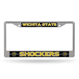 Wichita State Shockers Classic 12" x 6" Silver Bling Chrome Car/Truck/SUV Auto Accessory    