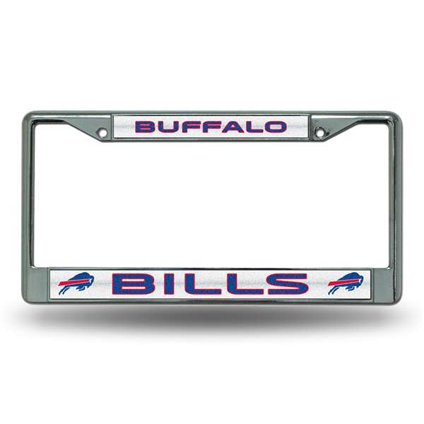 Buffalo Bills Classic 12" x 6" Silver Bling Chrome Car/Truck/SUV Auto Accessory    