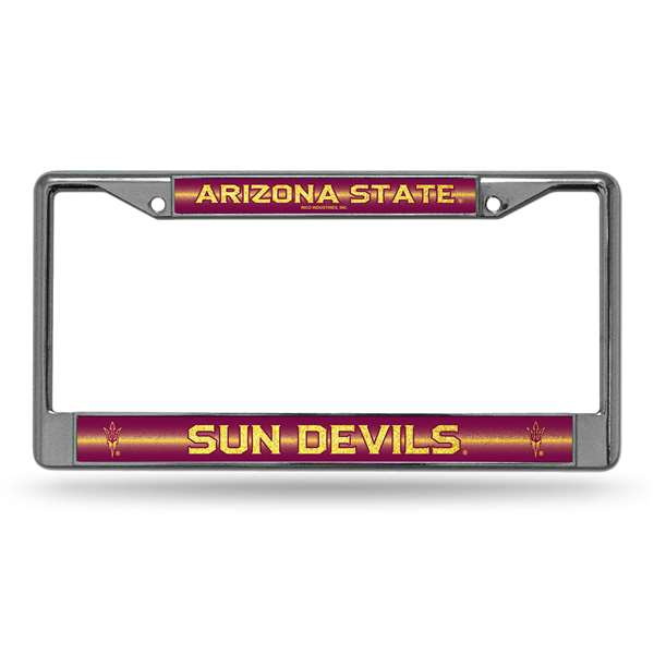 Arizona State Sun Devils - ASU Classic 12" x 6" Silver Bling Chrome Car/Truck/SUV Auto Accessory    
