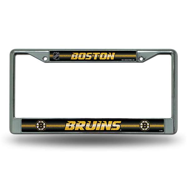 Boston Bruins Classic 12" x 6" Silver Bling Chrome Car/Truck/SUV Auto Accessory    