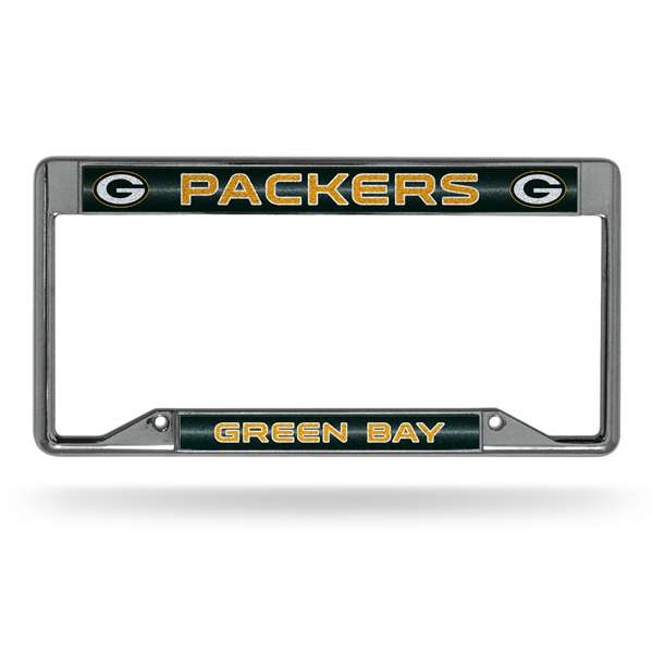 Green Bay Packers Inverted 12" x 6" Silver Bling Chrome Car/Truck/SUV Auto Accessory    