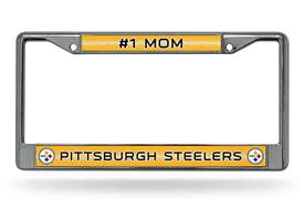 Pittsburgh Steelers #1 Mom 12" x 6" Silver Bling Chrome Car/Truck/SUV Auto Accessory    