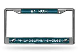 Philadelphia Eagles #1 Mom 12" x 6" Silver Bling Chrome Car/Truck/SUV Auto Accessory    