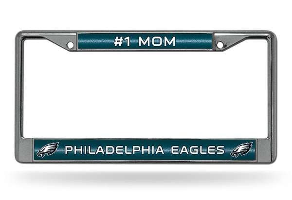 Philadelphia Eagles #1 Mom 12" x 6" Silver Bling Chrome Car/Truck/SUV Auto Accessory    