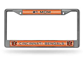 Cincinnati Bengals #1 Mom 12" x 6" Silver Bling Chrome Car/Truck/SUV Auto Accessory    