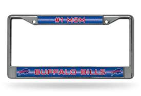 Buffalo Bills #1 Mom 12" x 6" Silver Bling Chrome Car/Truck/SUV Auto Accessory    