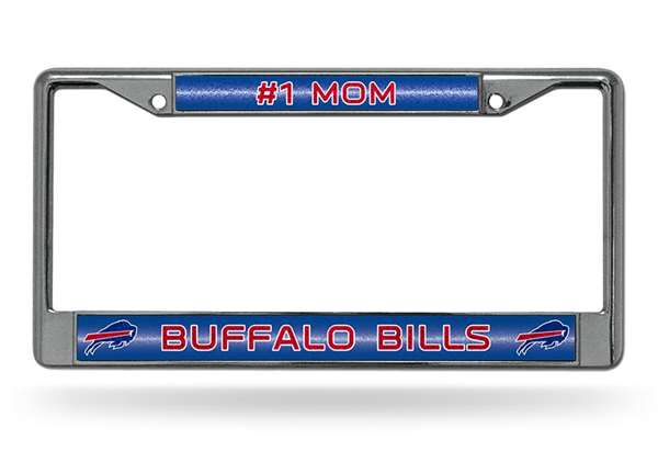 Buffalo Bills #1 Mom 12" x 6" Silver Bling Chrome Car/Truck/SUV Auto Accessory    