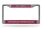 Arizona Cardinals #1 Mom 12" x 6" Silver Bling Chrome Car/Truck/SUV Auto Accessory    