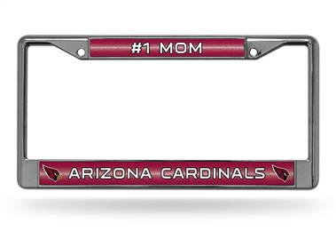 Arizona Cardinals #1 Mom 12" x 6" Silver Bling Chrome Car/Truck/SUV Auto Accessory    