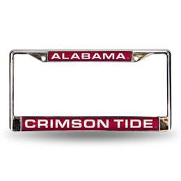 Alabama Crimson Tide Red 12" x 6" Laser Cut Chrome Frame - Car/Truck/SUV Automobile Accessory    