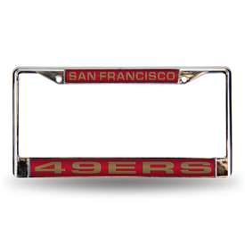 San Francisco 49ers Red 12" x 6" Laser Cut Chrome Frame - Car/Truck/SUV Automobile Accessory    