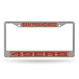 San Francisco 49ers Alternate 12" x 6" Laser Cut Chrome Frame - Car/Truck/SUV Automobile Accessory    