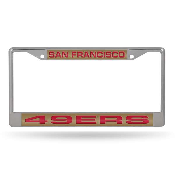 San Francisco 49ers Alternate 12" x 6" Laser Cut Chrome Frame - Car/Truck/SUV Automobile Accessory    