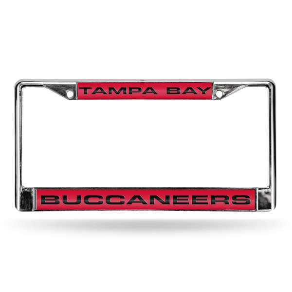 Tampa Bay Buccaneers Standard 12" x 6" Laser Cut Chrome Frame - Car/Truck/SUV Automobile Accessory    