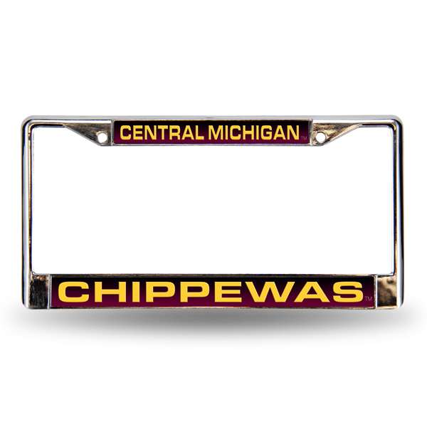 Central Michigan Chippewas Standard 12" x 6" Laser Cut Chrome Frame - Car/Truck/SUV Automobile Accessory    