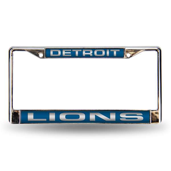 Detroit Lions Blue 12" x 6" Laser Cut Chrome Frame - Car/Truck/SUV Automobile Accessory    