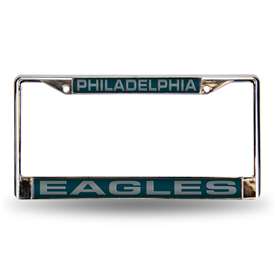 Philadelphia Eagles Green 12" x 6" Laser Cut Chrome Frame - Car/Truck/SUV Automobile Accessory    