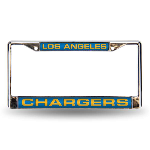 Los Angeles Chargers Blue 12" x 6" Laser Cut Chrome Frame - Car/Truck/SUV Automobile Accessory    