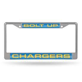 Los Angeles Chargers Alternate 12" x 6" Laser Cut Chrome Frame - Car/Truck/SUV Automobile Accessory    