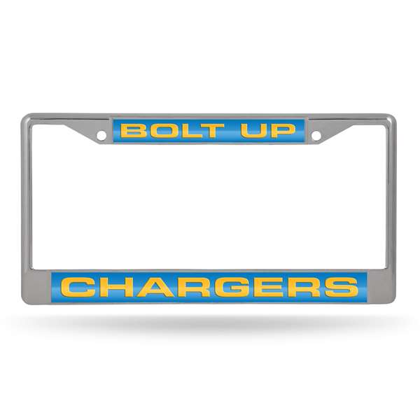 Los Angeles Chargers Alternate 12" x 6" Laser Cut Chrome Frame - Car/Truck/SUV Automobile Accessory    