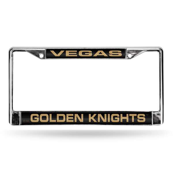 Vegas Golden Knights Black 12" x 6" Laser Cut Chrome Frame - Car/Truck/SUV Automobile Accessory    