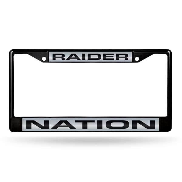 Las Vegas Raiders Black 12" x 6" Black Laser Cut Chrome Frame - Car/Truck/SUV Automobile Accessory    