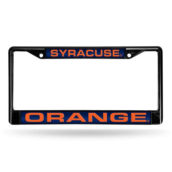 Syracuse Orange Black 12" x 6" Black Laser Cut Chrome Frame - Car/Truck/SUV Automobile Accessory    