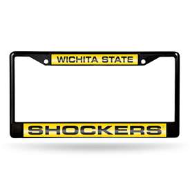 Wichita State Shockers Black 12" x 6" Black Laser Cut Chrome Frame - Car/Truck/SUV Automobile Accessory    