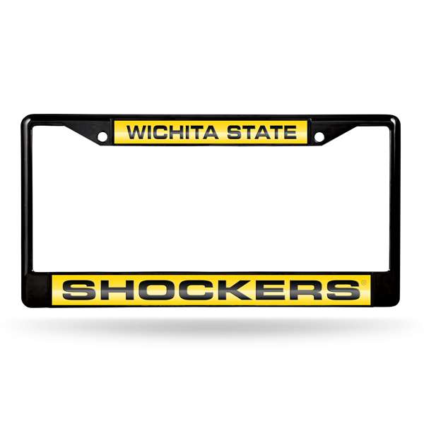 Wichita State Shockers Black 12" x 6" Black Laser Cut Chrome Frame - Car/Truck/SUV Automobile Accessory    
