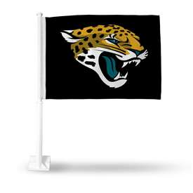 Jacksonville Jaguars Black Double Sided Car Flag -  16" x 19" - Strong Pole that Hooks Onto Car/Truck/Automobile    