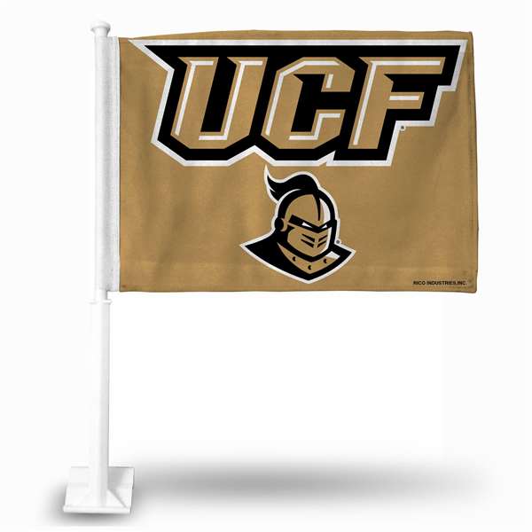 Central Florida Knights - UCF UCF Gold Double Sided Car Flag -  16" x 19" - Strong Pole that Hooks Onto Car/Truck/Automobile    