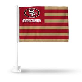 San Francisco 49ers Country Double Sided Car Flag -  16" x 19" - Strong Pole that Hooks Onto Car/Truck/Automobile    