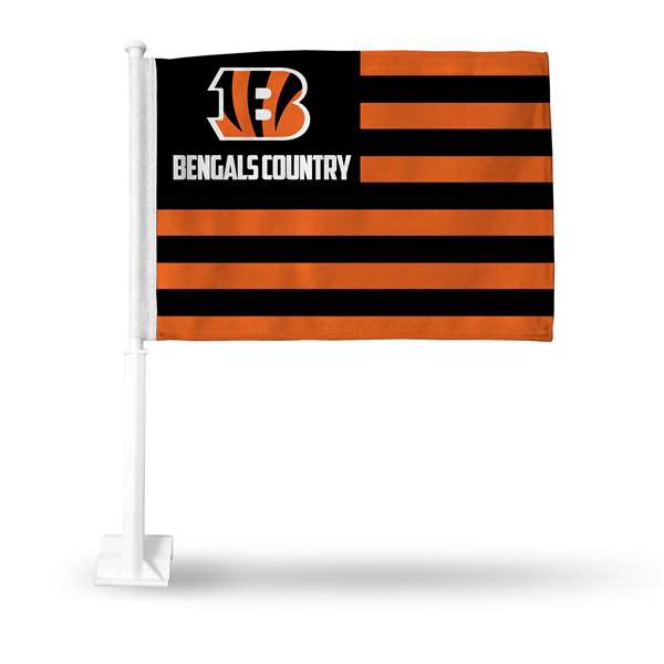 Cincinnati Bengals Country Double Sided Car Flag -  16" x 19" - Strong Pole that Hooks Onto Car/Truck/Automobile    
