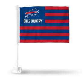Buffalo Bills Country Double Sided Car Flag -  16" x 19" - Strong Pole that Hooks Onto Car/Truck/Automobile    