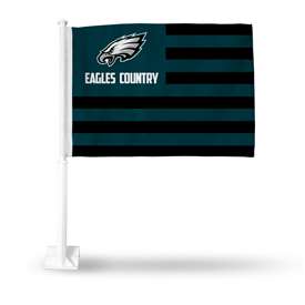 Philadelphia Eagles Country Double Sided Car Flag -  16" x 19" - Strong Pole that Hooks Onto Car/Truck/Automobile    