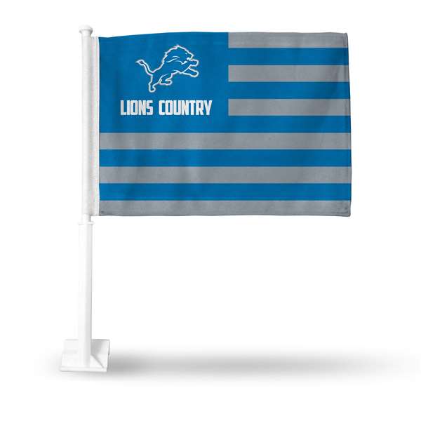 Detroit Lions Country Double Sided Car Flag -  16" x 19" - Strong Pole that Hooks Onto Car/Truck/Automobile    