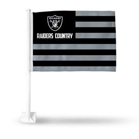 Las Vegas Raiders Country Double Sided Car Flag -  16" x 19" - Strong Pole that Hooks Onto Car/Truck/Automobile    