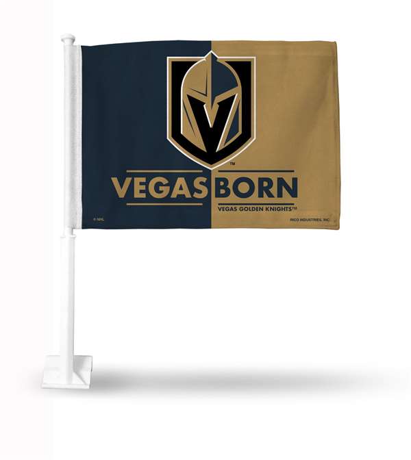 Vegas Golden Knights Black Double Sided Car Flag -  16" x 19" - Strong Pole that Hooks Onto Car/Truck/Automobile    