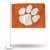 Clemson Tigers Standard Double Sided Car Flag -  16" x 19" - Strong Pole that Hooks Onto Car/Truck/Automobile    