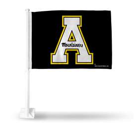 Appalachian State Mountaineers Black Double Sided Car Flag -  16" x 19" - Strong Pole that Hooks Onto Car/Truck/Automobile    