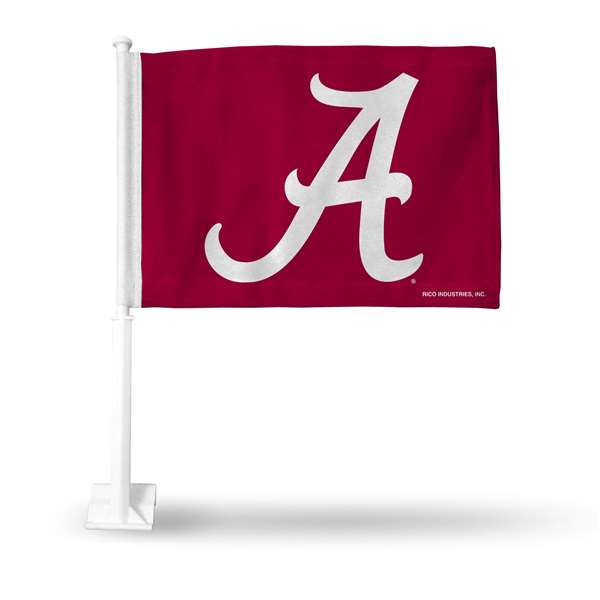 Alabama Crimson Tide Red Double Sided Car Flag -  16" x 19" - Strong Pole that Hooks Onto Car/Truck/Automobile    