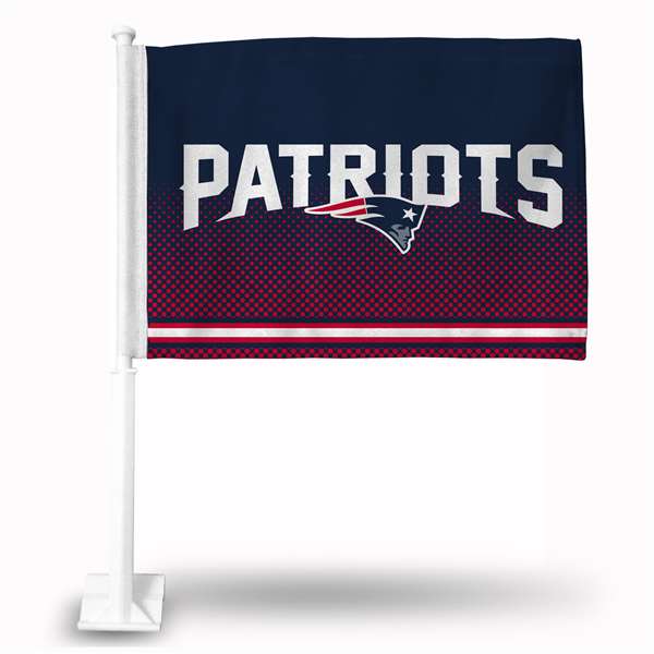 New England Patriots Standard Double Sided Car Flag -  16" x 19" - Strong Pole that Hooks Onto Car/Truck/Automobile    