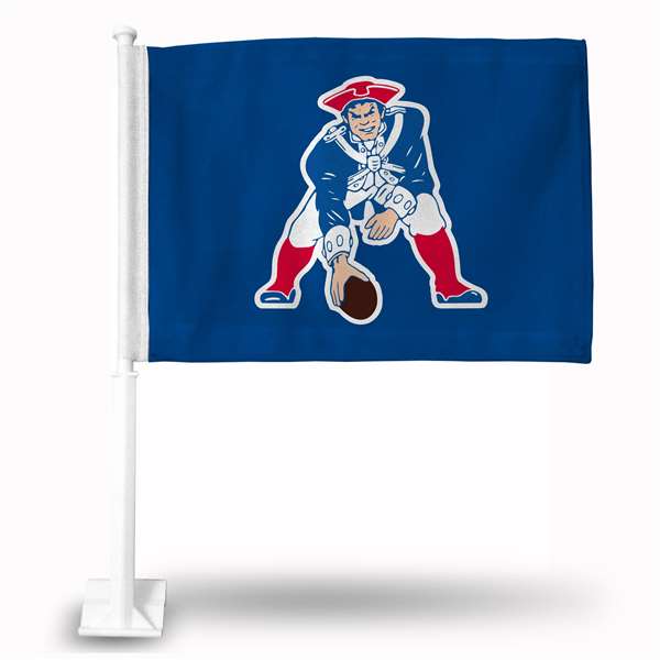 New England Patriots Retro Double Sided Car Flag -  16" x 19" - Strong Pole that Hooks Onto Car/Truck/Automobile    
