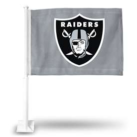 Las Vegas Raiders Alternate Double Sided Car Flag -  16" x 19" - Strong Pole that Hooks Onto Car/Truck/Automobile    