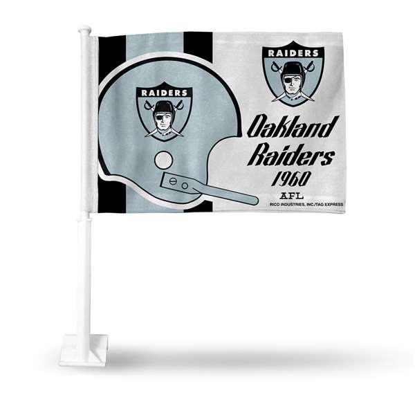 Las Vegas Raiders Helmet Double Sided Car Flag -  16" x 19" - Strong Pole that Hooks Onto Car/Truck/Automobile    